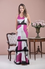 VESTIDO LONGO KÍMIKA ESTAMPADO COM RENDA
