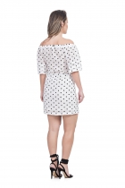VESTIDO KÍMIKA CURTO EM PADRONAGEM PRETO.