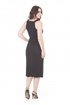 VESTIDO KÍMIKA MÍDI LEVEMENTE TEXTURIZADO PRETO.