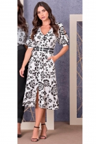 VESTIDO KÍMIKA MÍDI EM CREPE OPACO ESTAMPADO.