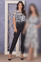 CONJUNTO KÍMIKA CALÇA COM BLUSA SOBREPOSIÇÃO PRETO.