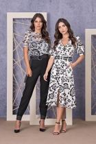 CONJUNTO KÍMIKA CALÇA COM BLUSA SOBREPOSIÇÃO PRETO.