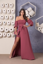 VESTIDO LONGO KÍMIKA EM CREPE FLUÍDO VERDE.