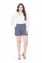 CONJUNTO KÍMIKA SHORT EM CREPE ALFAIATARIA AZUL.