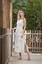 VESTIDO KÍMIKA LINHA ECO MÍDI FEITO EM LINHO.