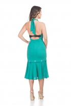 VESTIDO MÍDI KÍMIKA COM OPÇÃO CURTA VERDE.