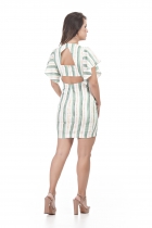 VESTIDO KÍMIKA EM CREPE ALFAIATARIA LISTRADO.
