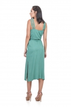 VESTIDO KÍMIKA EM CREPE OPACO VERDE ÁGUA.