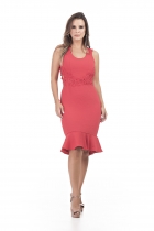 VESTIDO KÍMIKA EM CREPE TEXTURIZADO ROSA.