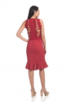 VESTIDO KÍMIKA EM CREPE TEXTURIZADO ROSA.