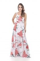 VESTIDO LONGO KÍMIKA EM CREPE FLUIDO ESTAMPADO.