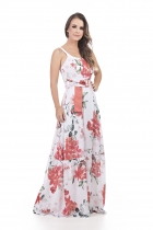 VESTIDO LONGO KÍMIKA EM CREPE FLUIDO ESTAMPADO.
