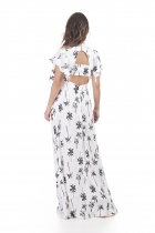 VESTIDO LONGO KÍMIKA EM MOUSSELINE ESTAMPADO.