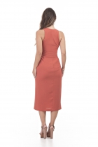 VESTIDO KÍMIKA MÍDI EM CREPE ALFAIATARIA LARANJA.