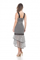 VESTIDO KIMIKA MID EM TELA PRETO E BRANCO.