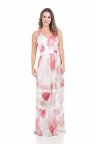 VESTIDO KIMIKA LONGO LOGOMANIA COM TRANSPARÊNCIA.