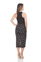 VESTIDO KÍMIKA MIDI PRETO.