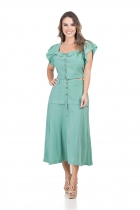 CONJUNTO KÍMIKA SAIA MÍDI FEITO EM CREPE VERDE.