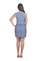 CONJUNTO KÍMIKA SAIA CURTA CHAMBRAY AZUL.