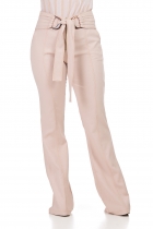 CALÇA KÍMIKA FLARE COM FIVELA BEGE.