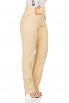 CALÇA KÍMIKA RETA COM FIVELA AMARELA .