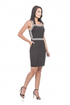 VESTIDO KÍMIKA CURTO EM CREPE ALFAIATARIA PRETO.