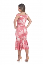 VESTIDO MÍDI KÍMIKA EM LÉSI DE MALHA VERMELHO.