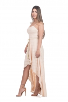 VESTIDO LONGO KÍMIKA DEVORÊ BEGE.