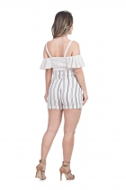 CONJUNTO SHORT KÍMIKA EM LINHO LISTRADO AZUL. 