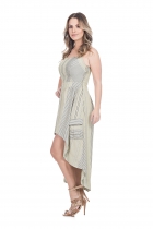 VESTIDO KÍMIKA MULLET EM TECIDO LEVE VERDE.