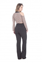 CONJUNTO KÍMIKA CALÇA VELUDO E CROPPED XADREZ PRETO.