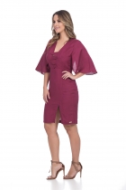 VESTIDO MIDI KÍMIKA LISO COM MANGA E FENDA LARANJA.