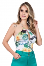 Body Kímika Decote Costas Trançadas Estampado.