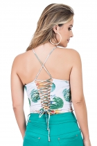 Body Kímika Decote Costas Trançadas Estampado.