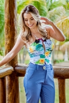 Body Kímika Decote Costas Trançadas Estampado.