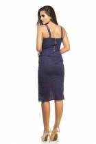 Conjunto Kímika Saia Midi E Cropped Em Renda Azul.