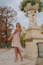 Vestido Mullet Kímika Em Renda Rosê.