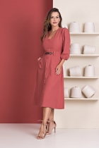 VESTIDO MÍDI KÍMIKA EM LIOCEL CORAL