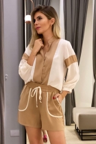 CONJUNTO KÍMIKA SHORT E BLUSA BICOLOR BEGE