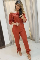 MACACÃO KÍMIKA BLUSÊ COM CALÇA EM CREPE COM ELASTANO LARANJA