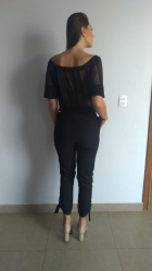 MACACÃO KÍMIKA BLUSÊ COM CALÇA EM CREPE COM ELASTANO PRETO