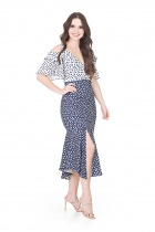 VESTIDO MÍDI KÍMIKA EM CREPE FLUIDO DE POÁ