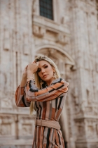 VESTIDO MÍDI KÍMIKA ESTAMPADO EM CREPE ALFAIATARIA E SEDA