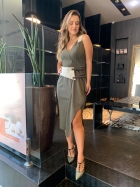 VESTIDO KÍMIKA MÍDI LEVEMENTE TEXTURIZADO VERDE