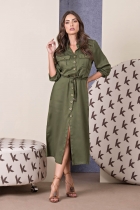 VESTIDO KÍMIKA MÍDI FEITO EM TENCEL VERDE