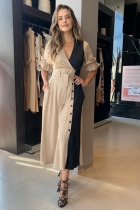 VESTIDO MIDI KÍMIKA EM CREPE FLUIDO TEXTURIZADO BEGE