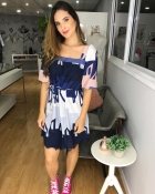 VESTIDO CURTO KÍMIKA EM CREPE DE SEDA ESTAMPADO