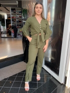 CONJUNTO KÍMIKA DE CALÇA EM LINHO COM ASPECTO "STONADO"