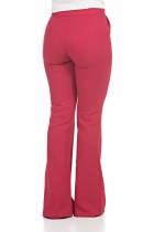 CALÇA KÍMIKA FLARE COM DETALHE NA BARRA VERMELHA.