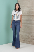 T-SHIRT KÍMIKA COM BORDADO PÁSSAROS.